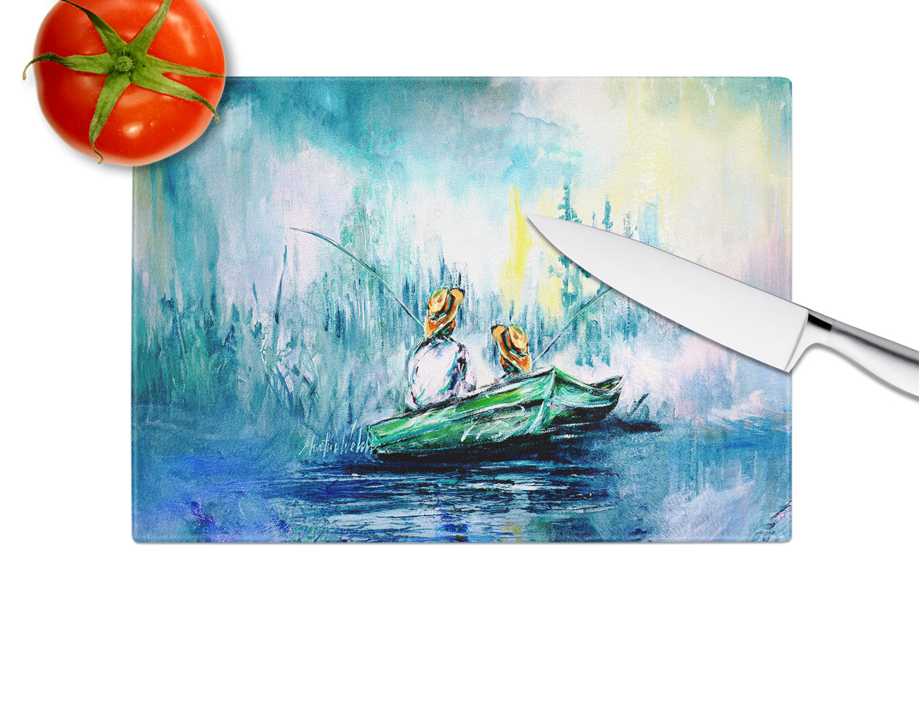 Fishing On The Bayou Glass Cutting Board