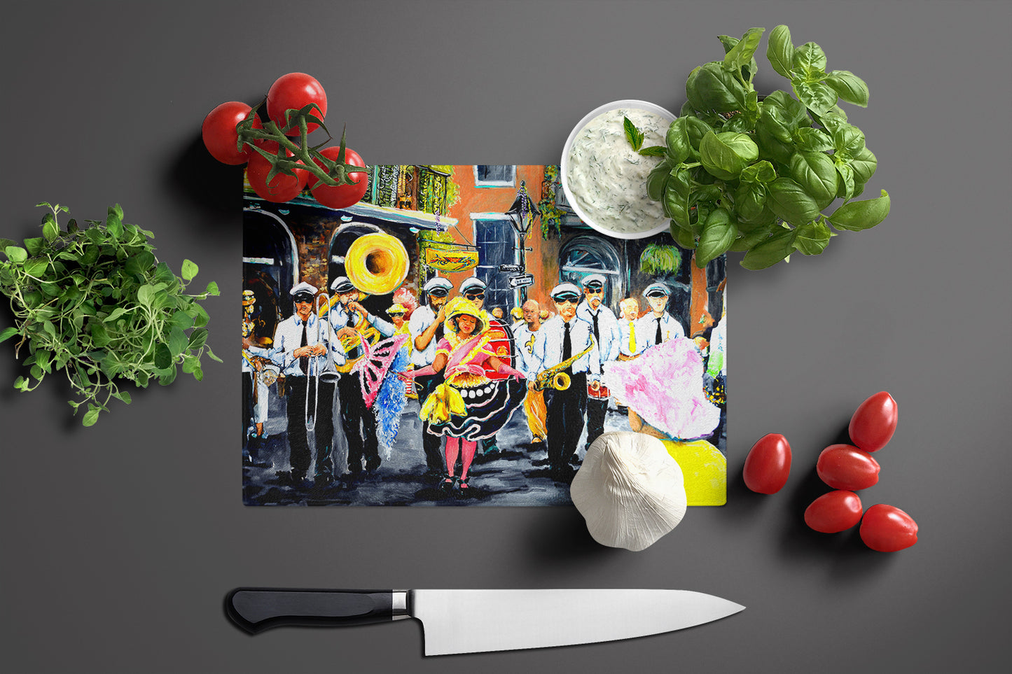 French Quarter Frolic Glass Cutting Board