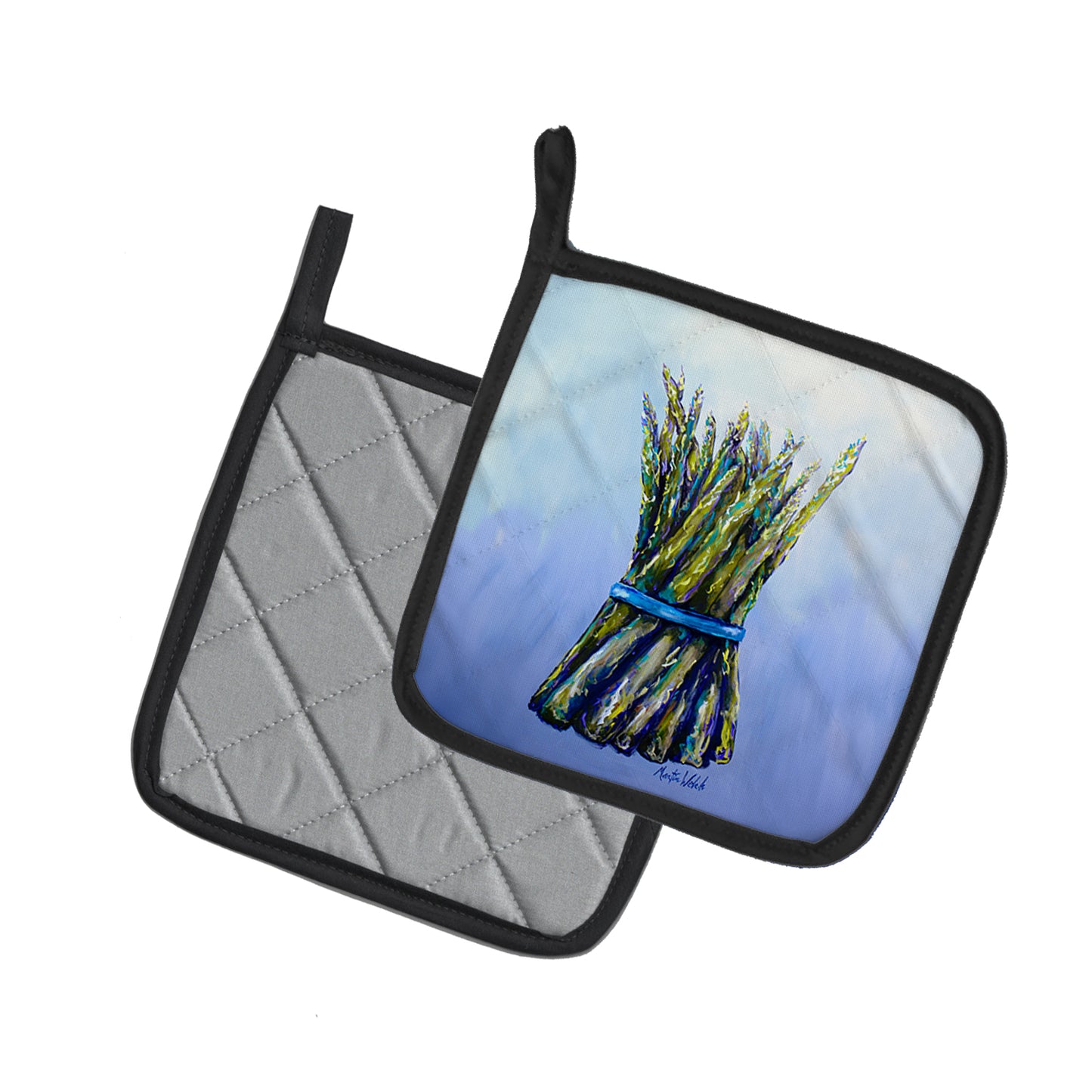 Fresh Bunch Asparagus Pair of Pot Holders
