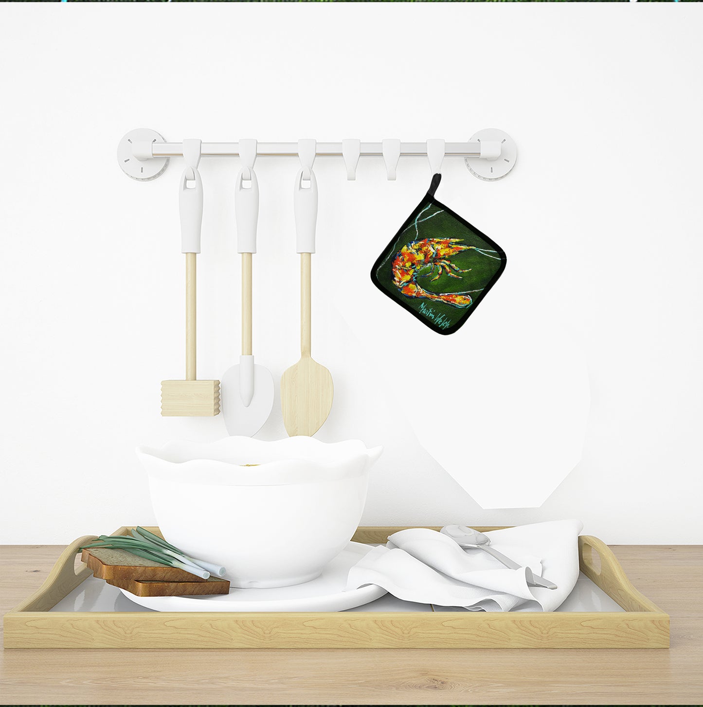 Green Waters Shrimp Pair of Pot Holders
