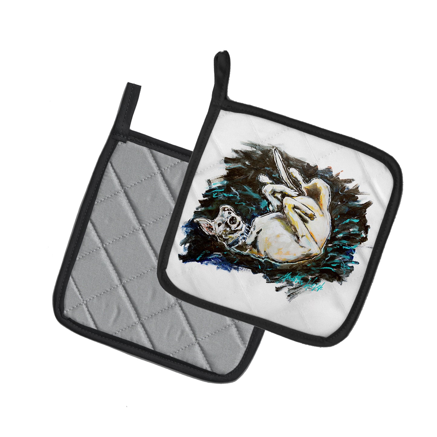 Happy Times Greyhoud Pair of Pot Holders