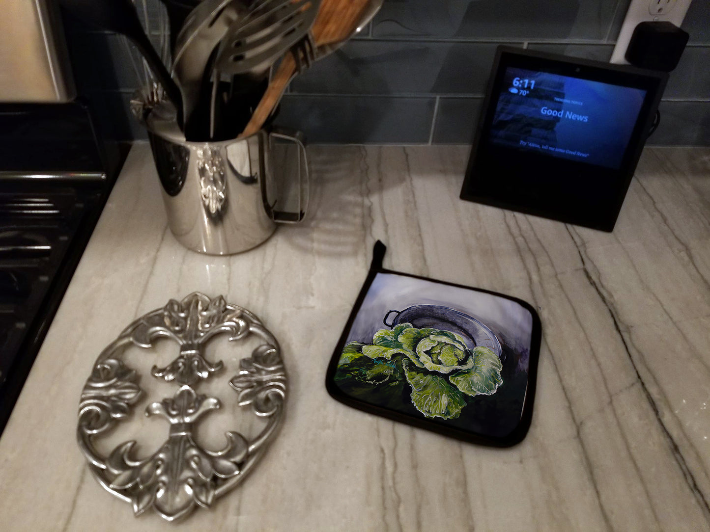 Home Grown In Plaquemines Parish Cabbage Pair of Pot Holders