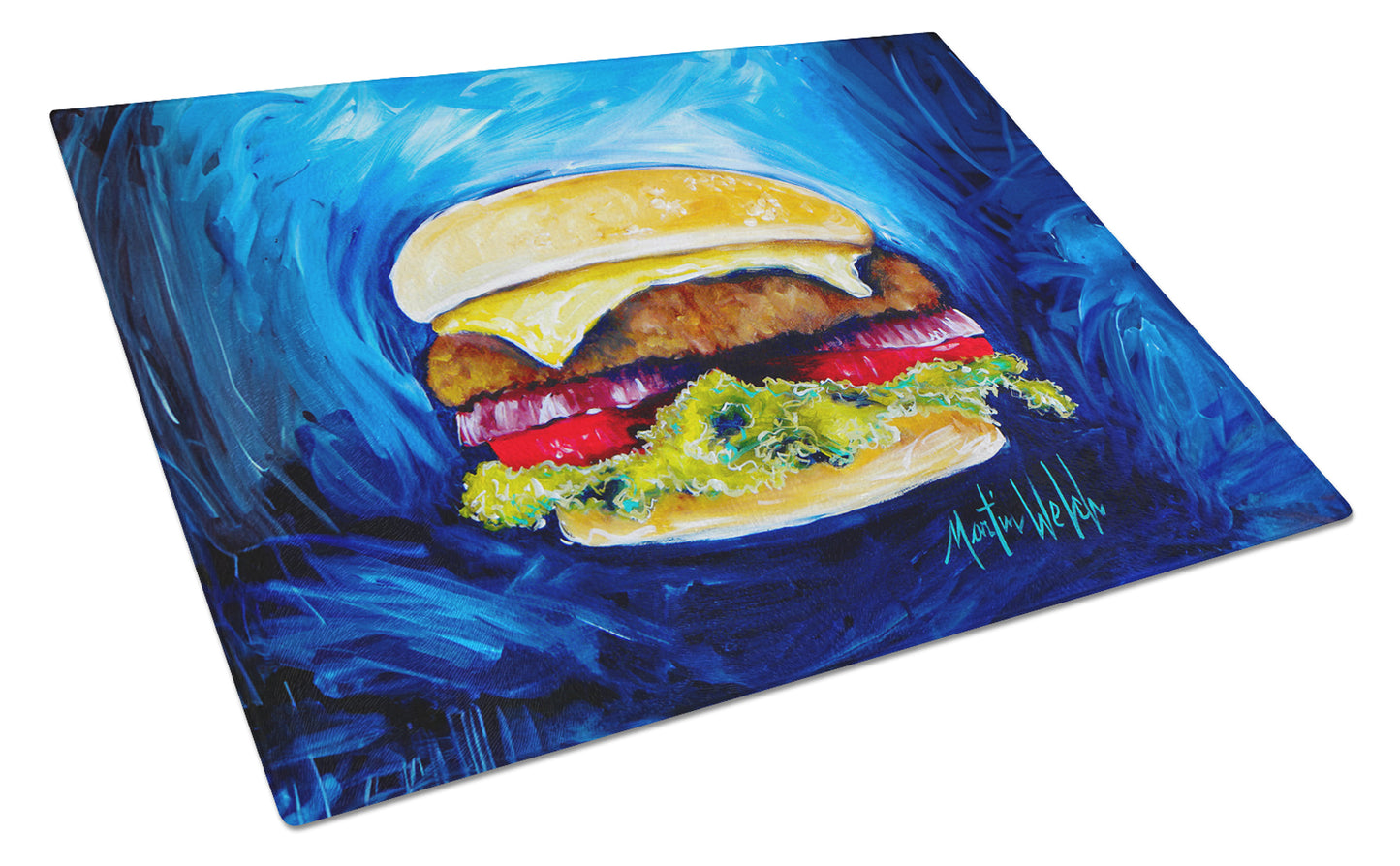 Buy this I Want Mine Dressed Hamburger Glass Cutting Board