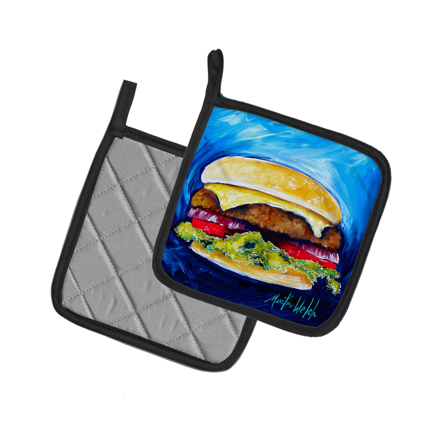 I Want Mine Dressed Hamburger Pair of Pot Holders