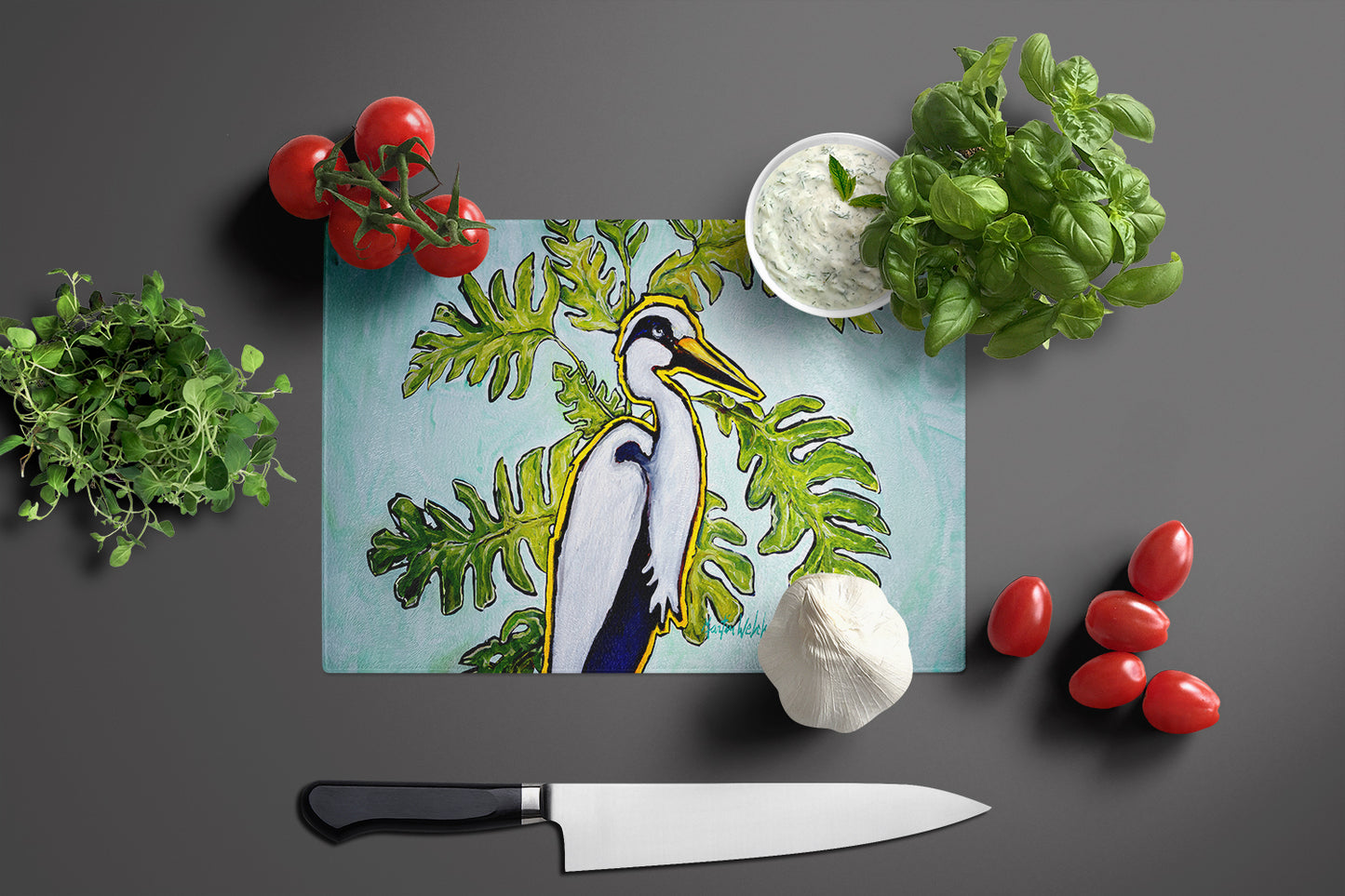 Jungle Fever Heron Glass Cutting Board