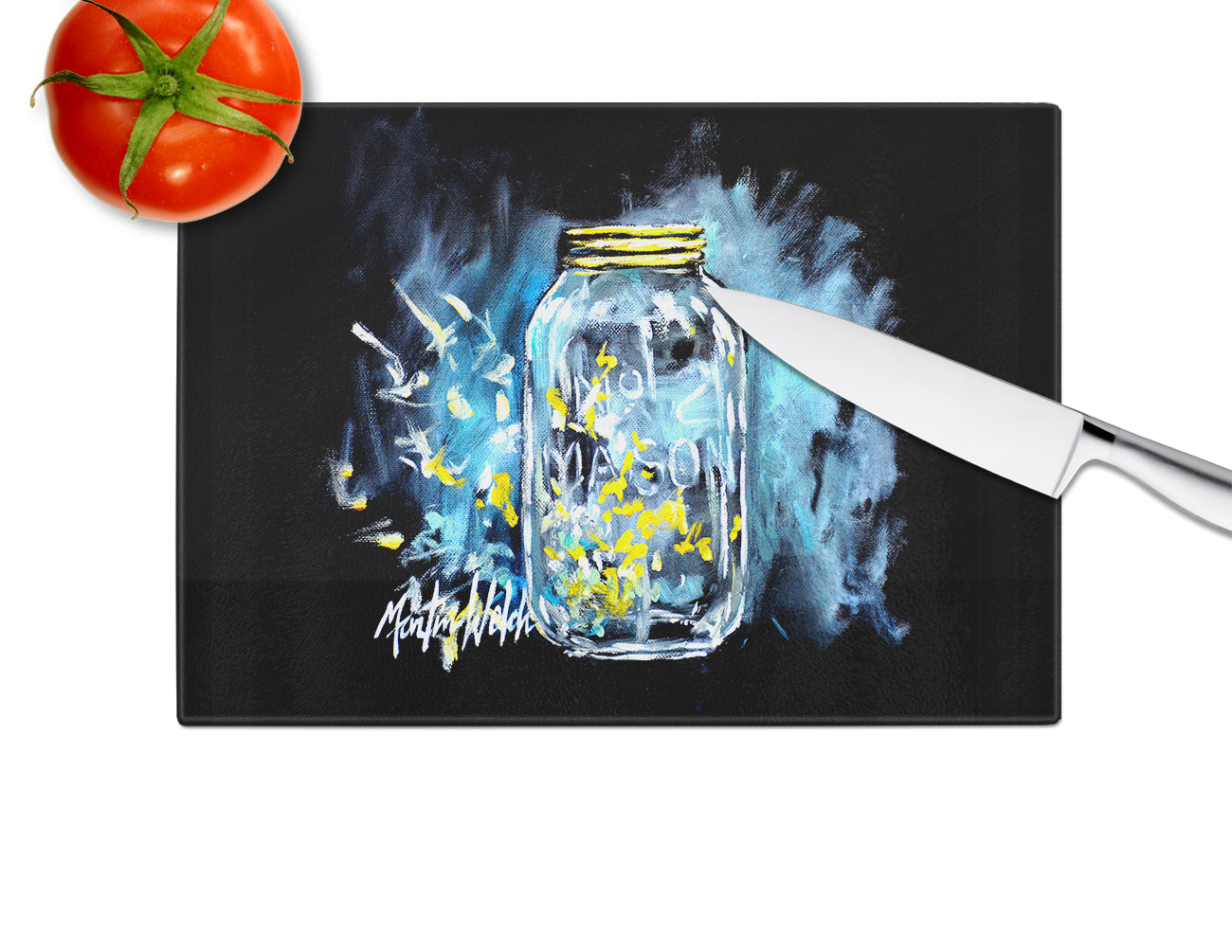 Lightning Bugs Glass Cutting Board