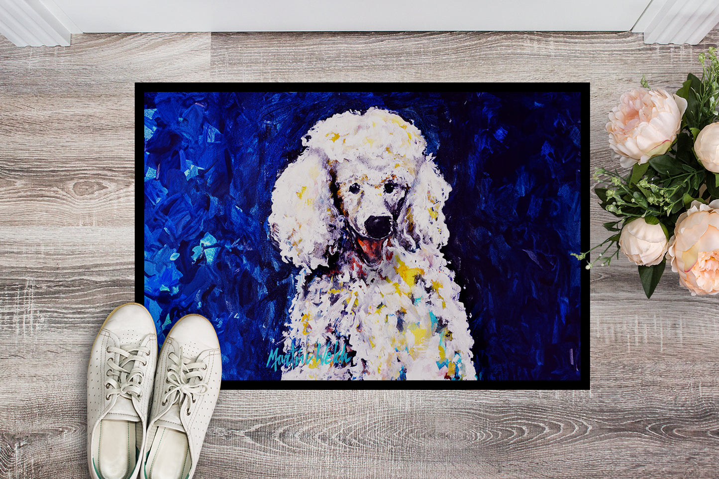 Louie White Poodle Doormat