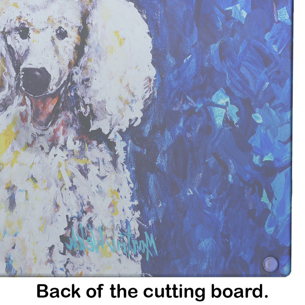 Louie White Poodle Glass Cutting Board