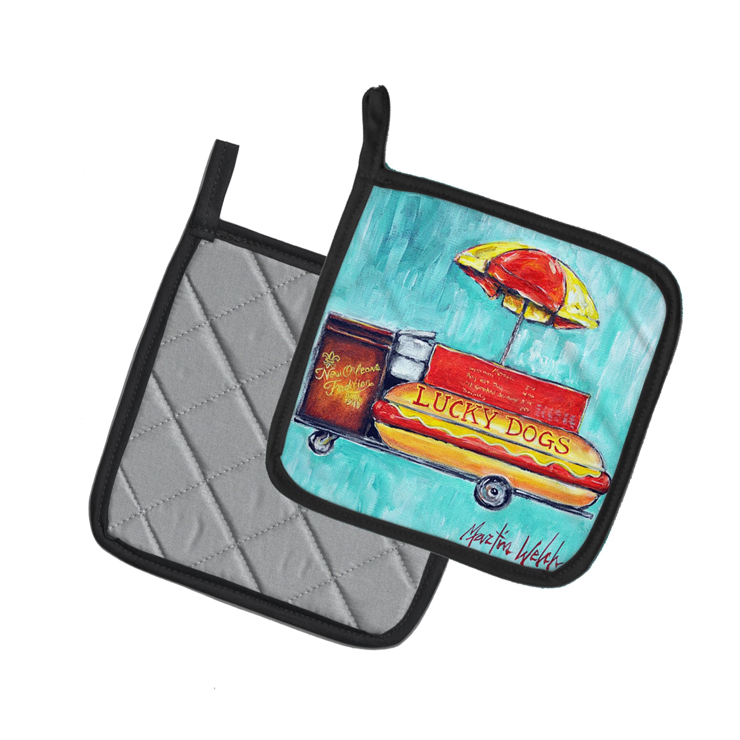 Hot Dog Cart Pair of Pot Holders