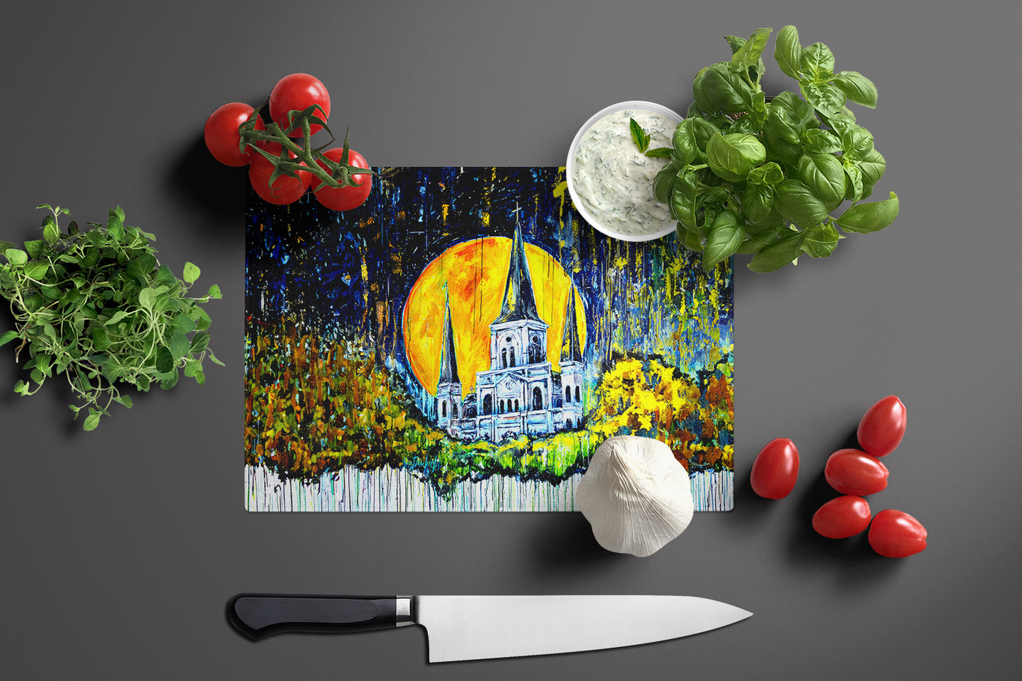 Moonlight Shadows Glass Cutting Board