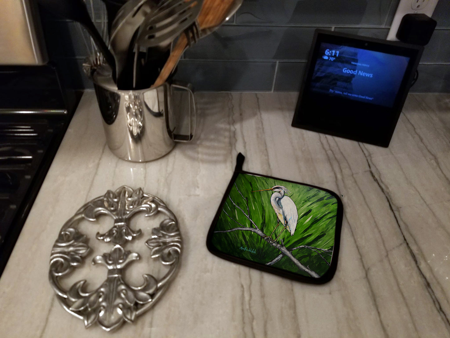 Heron On A Limb Pair of Pot Holders