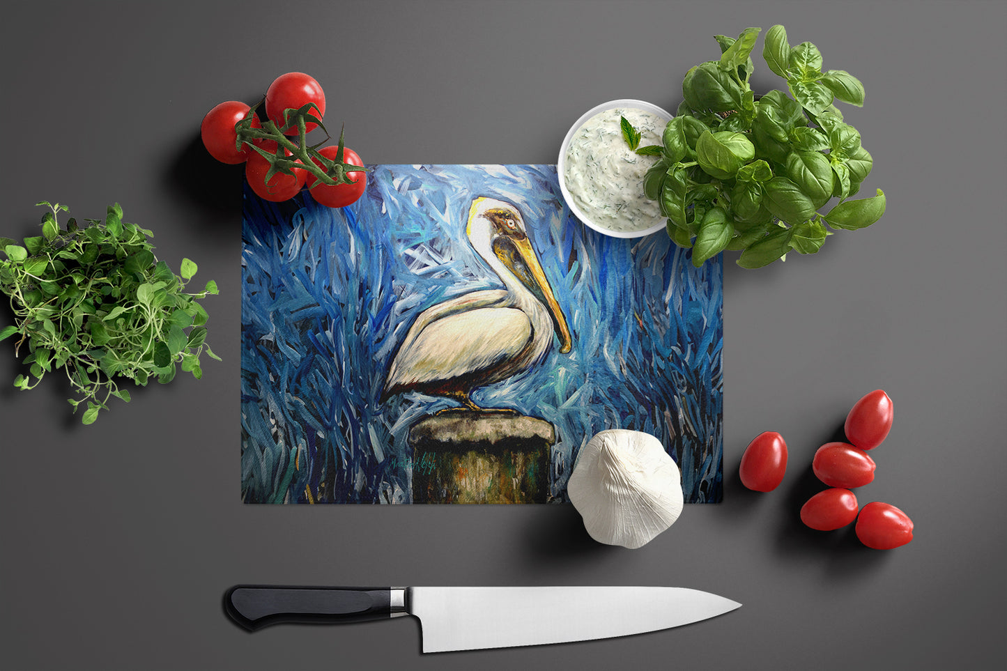 Pelican Blues Glass Cutting Board