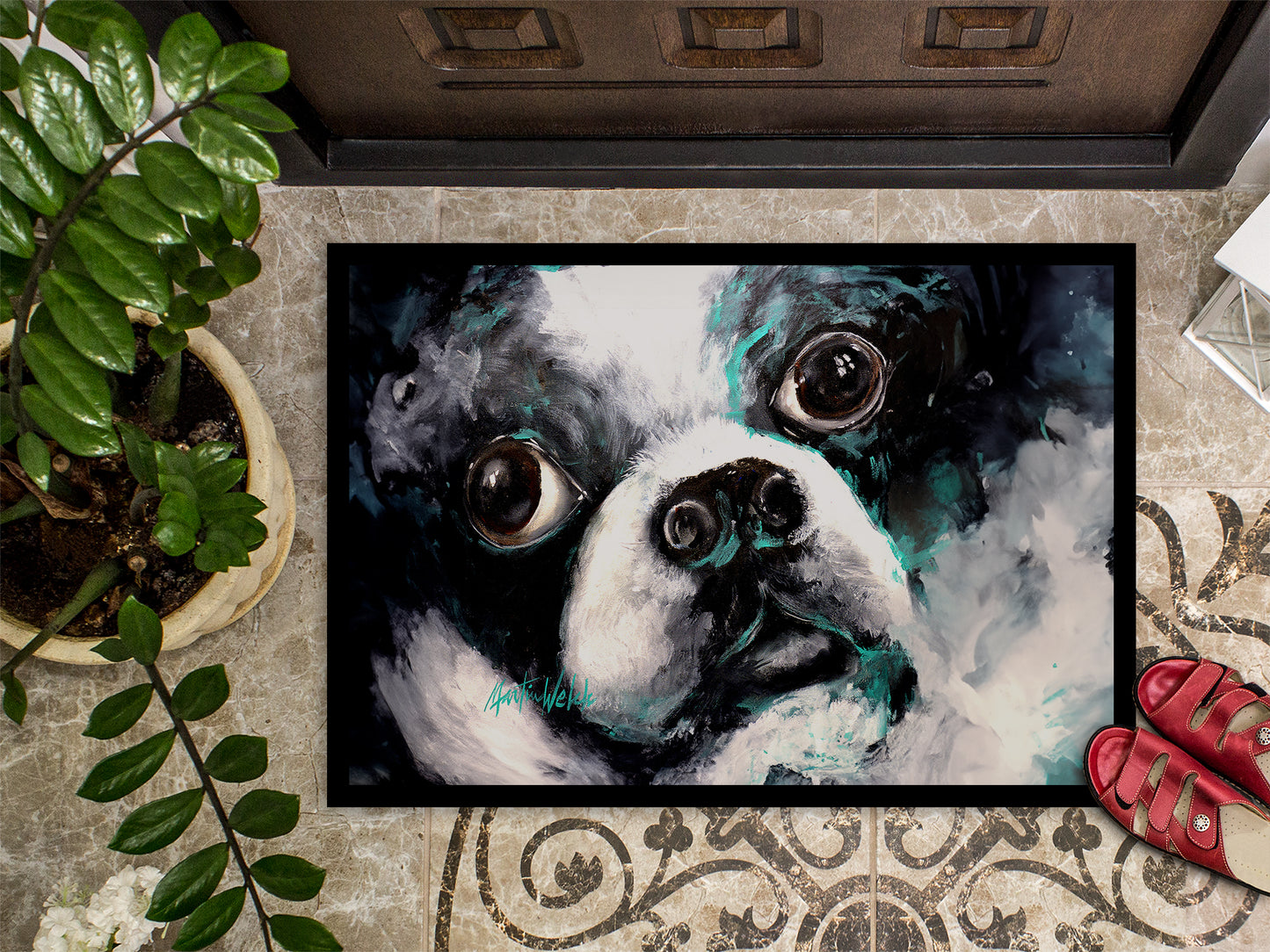 Boston Terrier Pretty Please Doormat