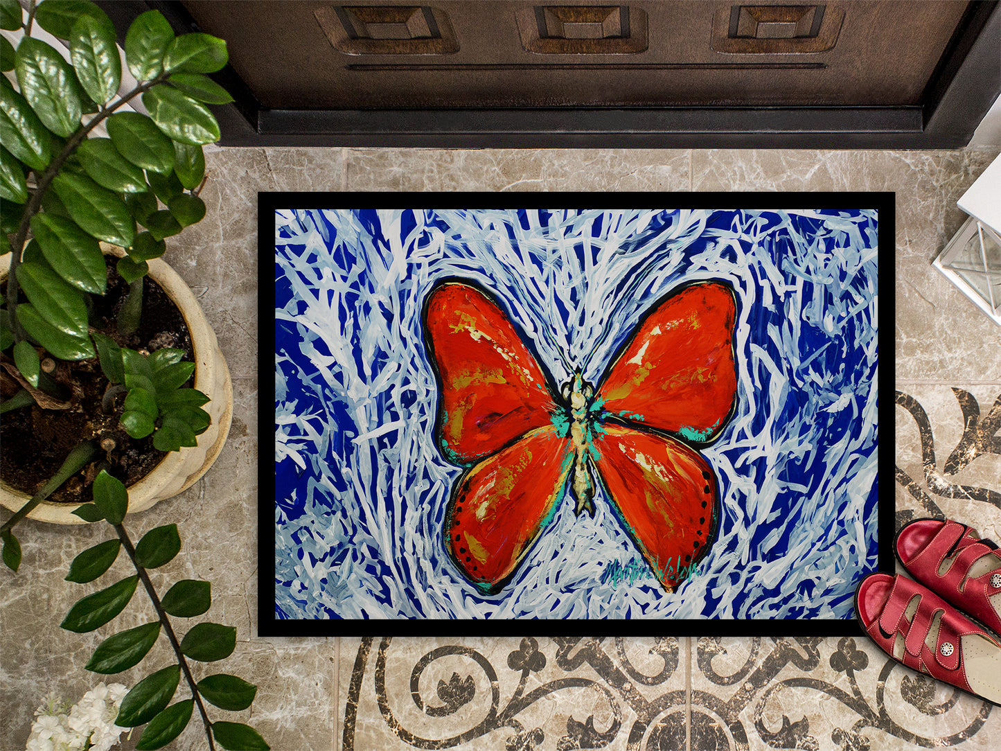 Red Glider Butterfly Doormat