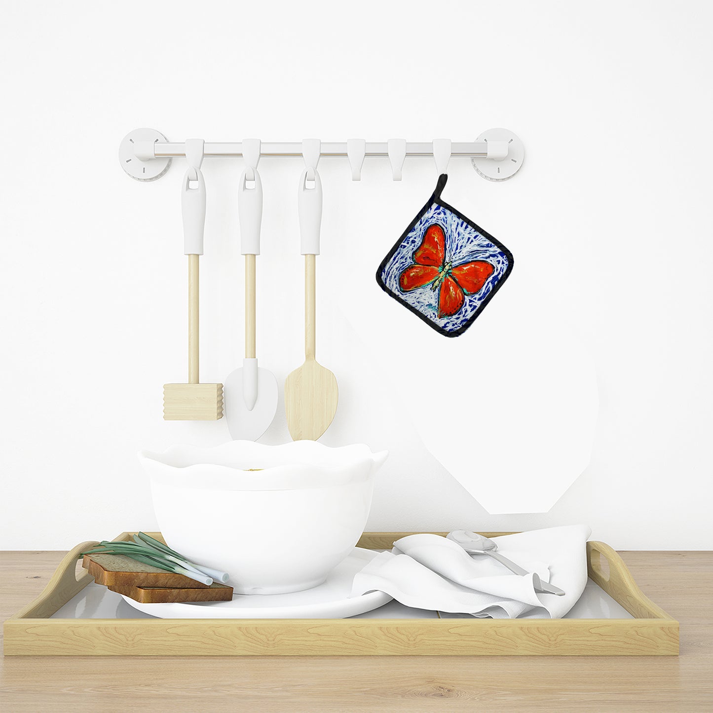 Red Glider Butterfly Pair of Pot Holders