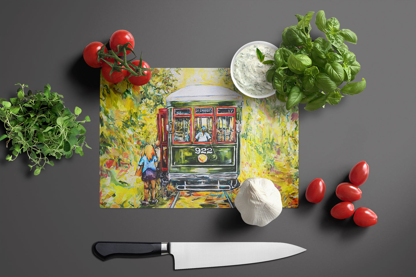 Saint Charles No. 922 Streetcar Glass Cutting Board