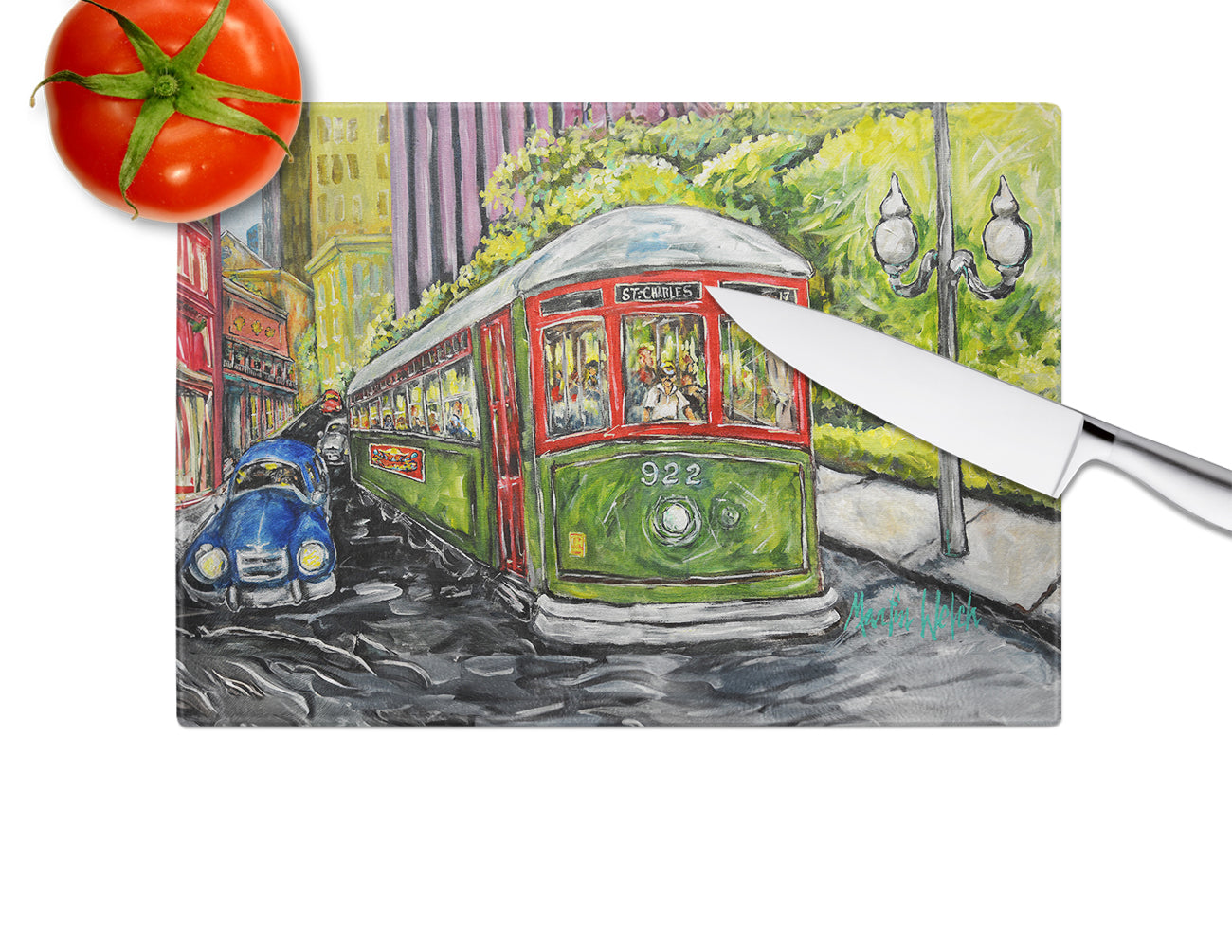 Saint Charles No. 922 Streetcar Again Glass Cutting Board