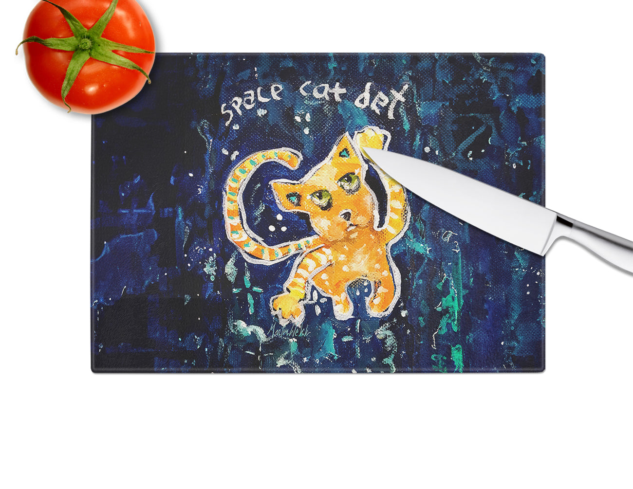 Space Cat Det Cat Glass Cutting Board