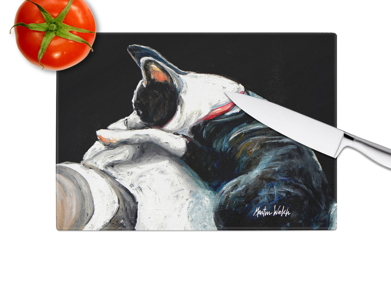 Boston Terrier Spot In The Sun Glass Cutting Board