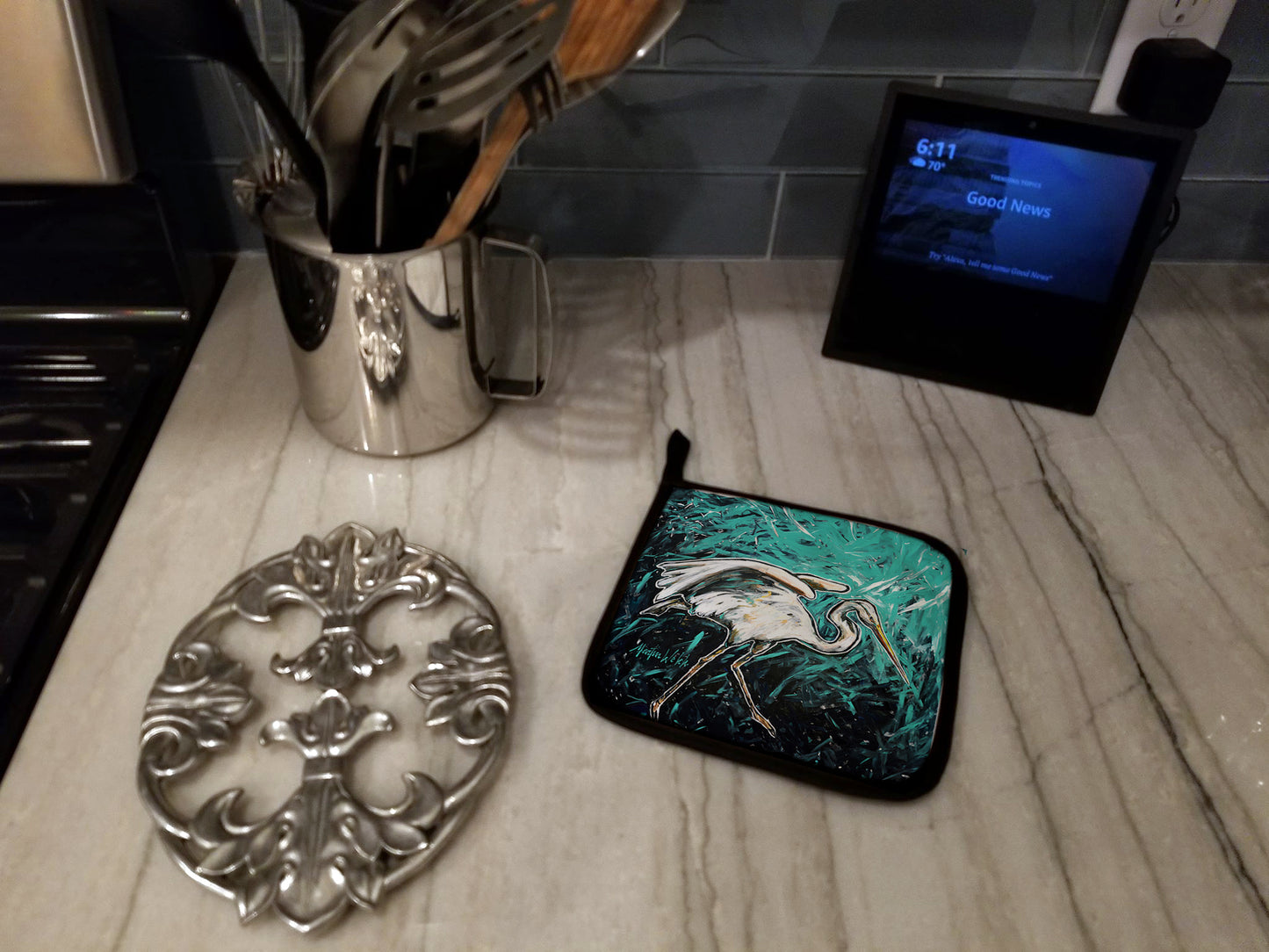 Heron Stretch Pair of Pot Holders
