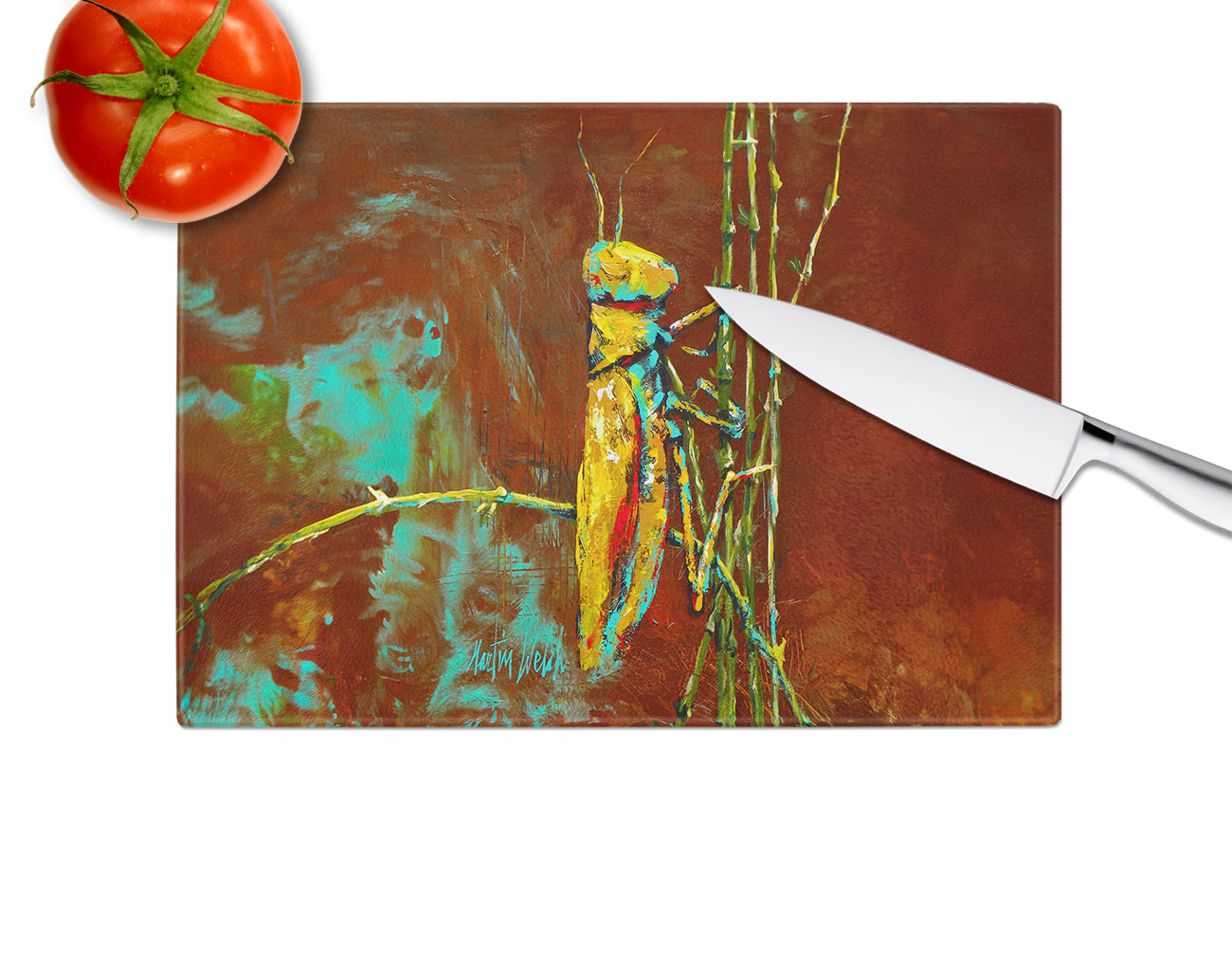 Stuck on Boo Grasshopper Glass Cutting Board