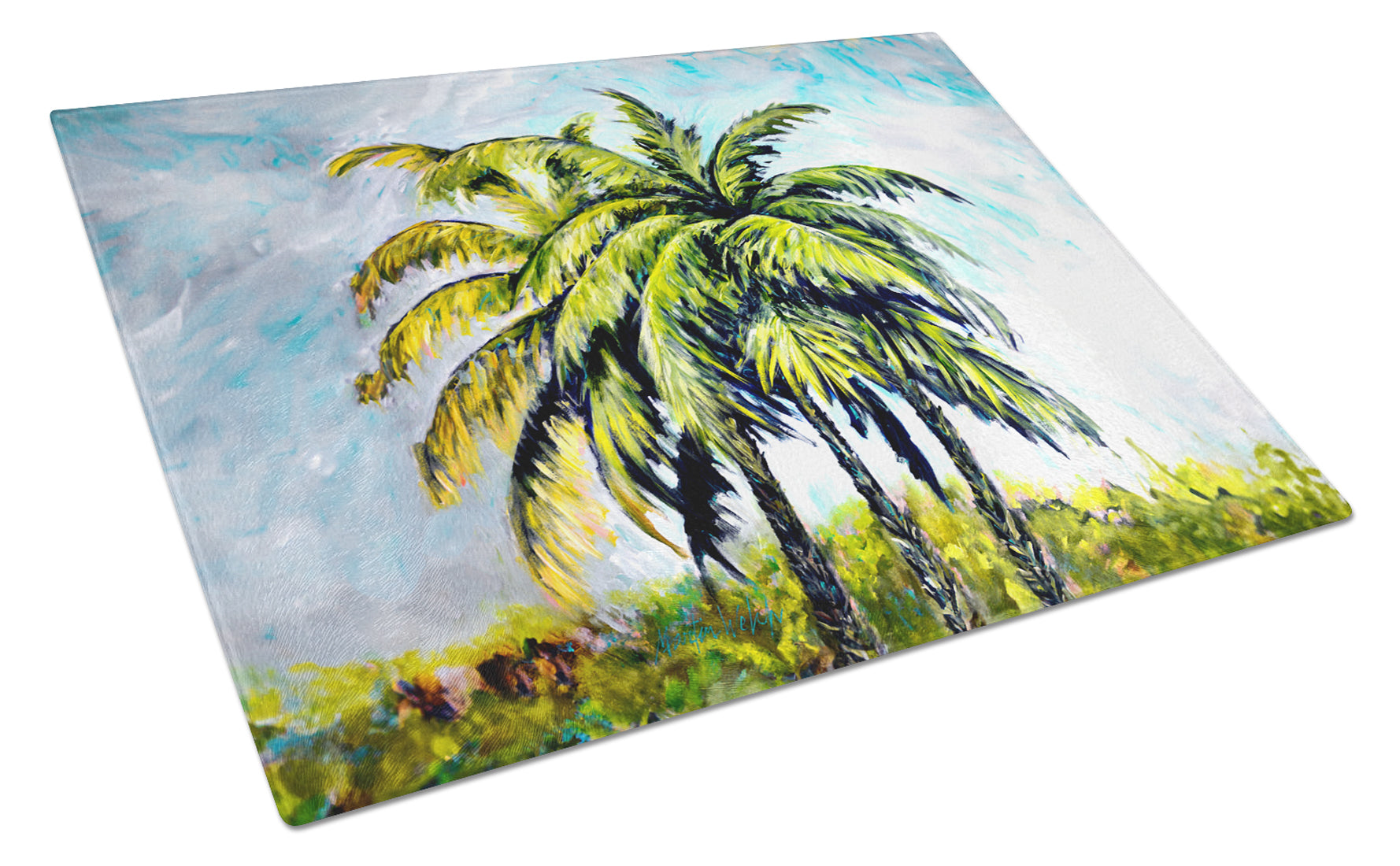 Buy this Tropical Breeze Palm Trees Glass Cutting Board