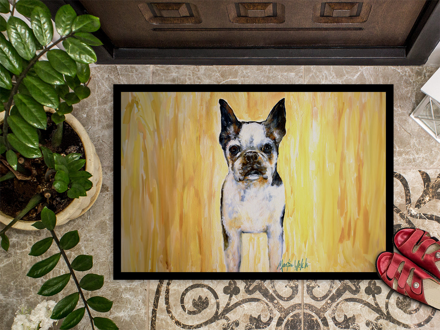 Boston Terrier Walker Two Doormat