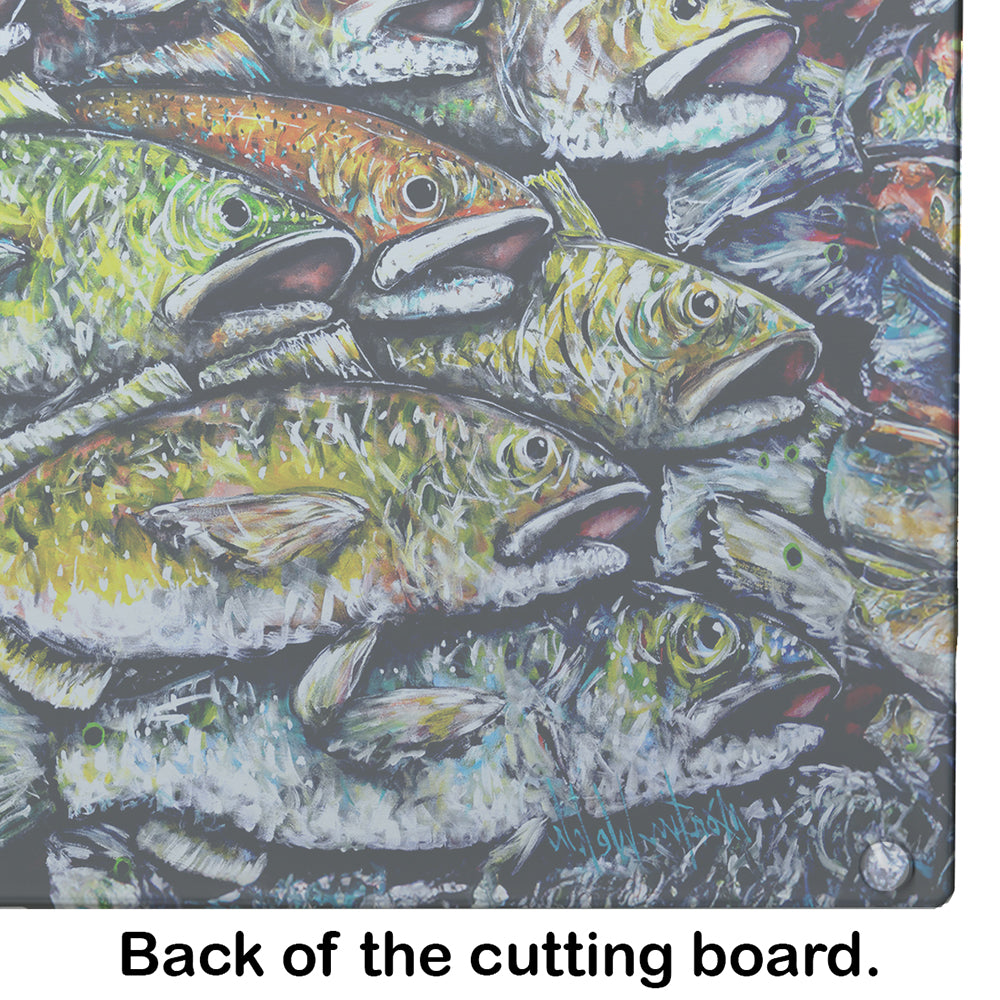 Wanna Be Fishin Glass Cutting Board