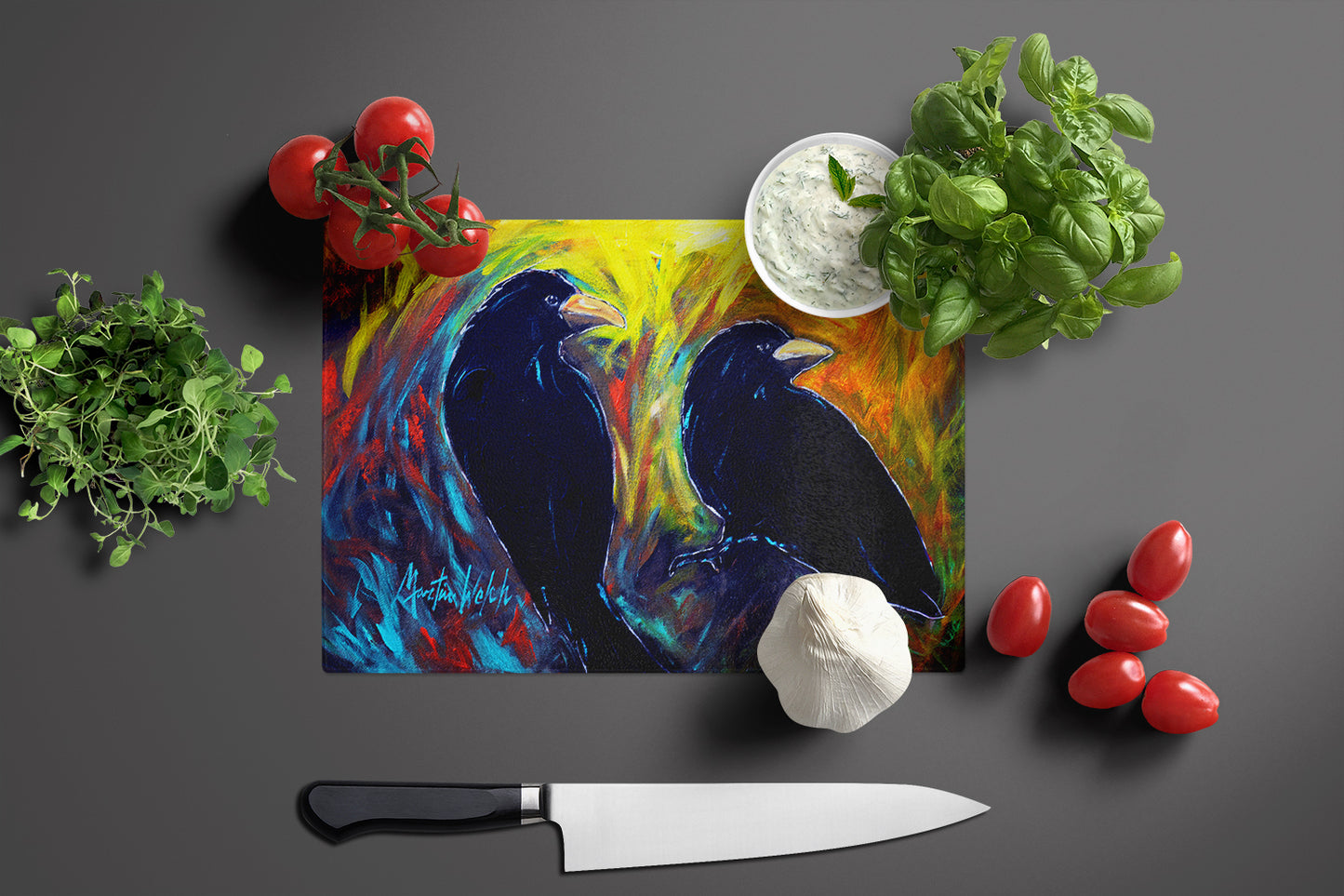 What Was That Black Crows Glass Cutting Board