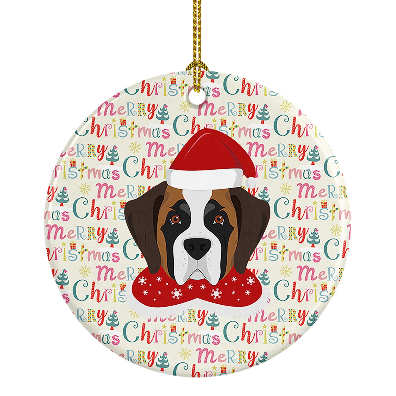 Buy this Saint Bernard Merry Christmas Ceramic Ornament