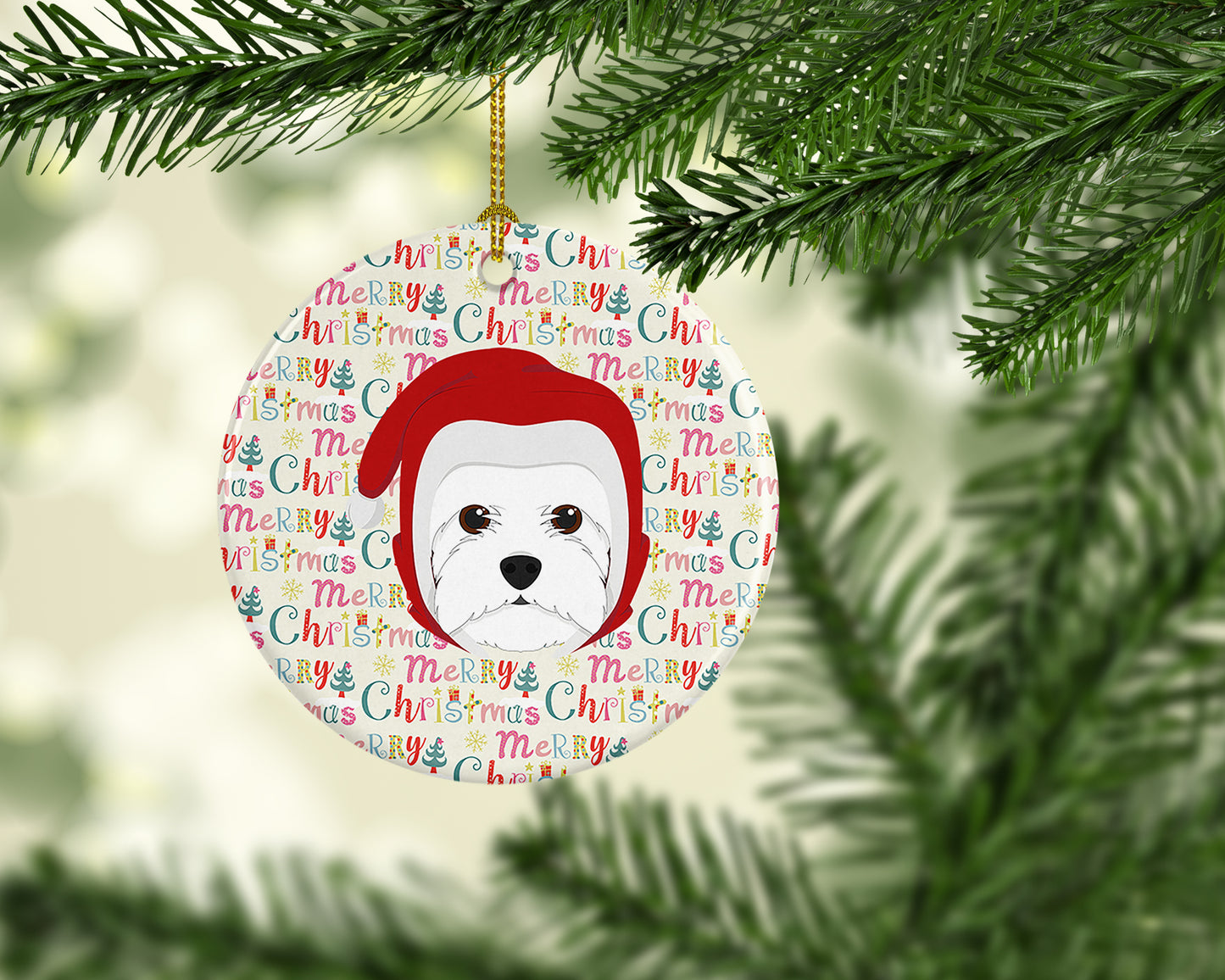 Westie Merry Christmas Ceramic Ornament