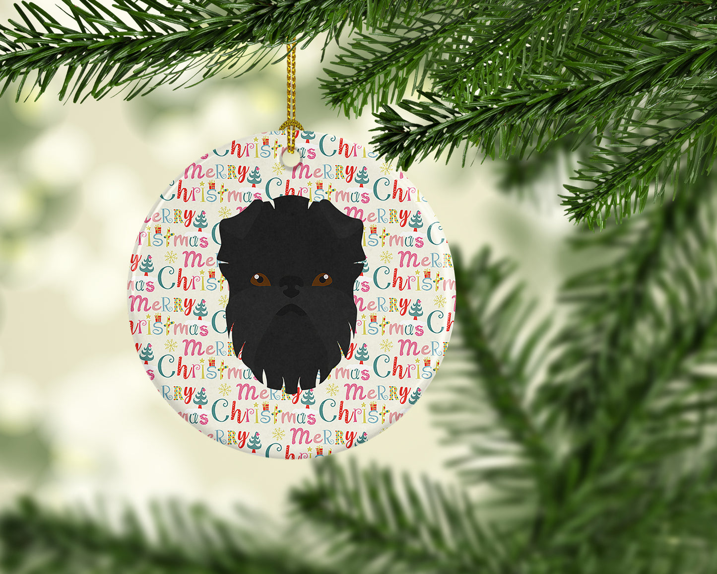 Affenpinscher Merry Christmas Ceramic Ornament