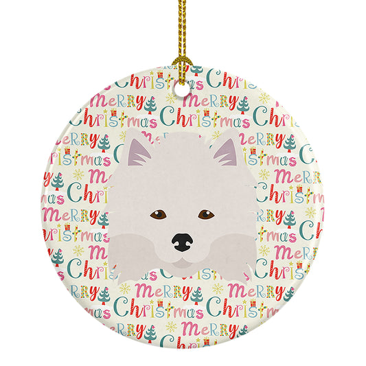 Buy this American Eskimo Merry Christmas Ceramic Ornament