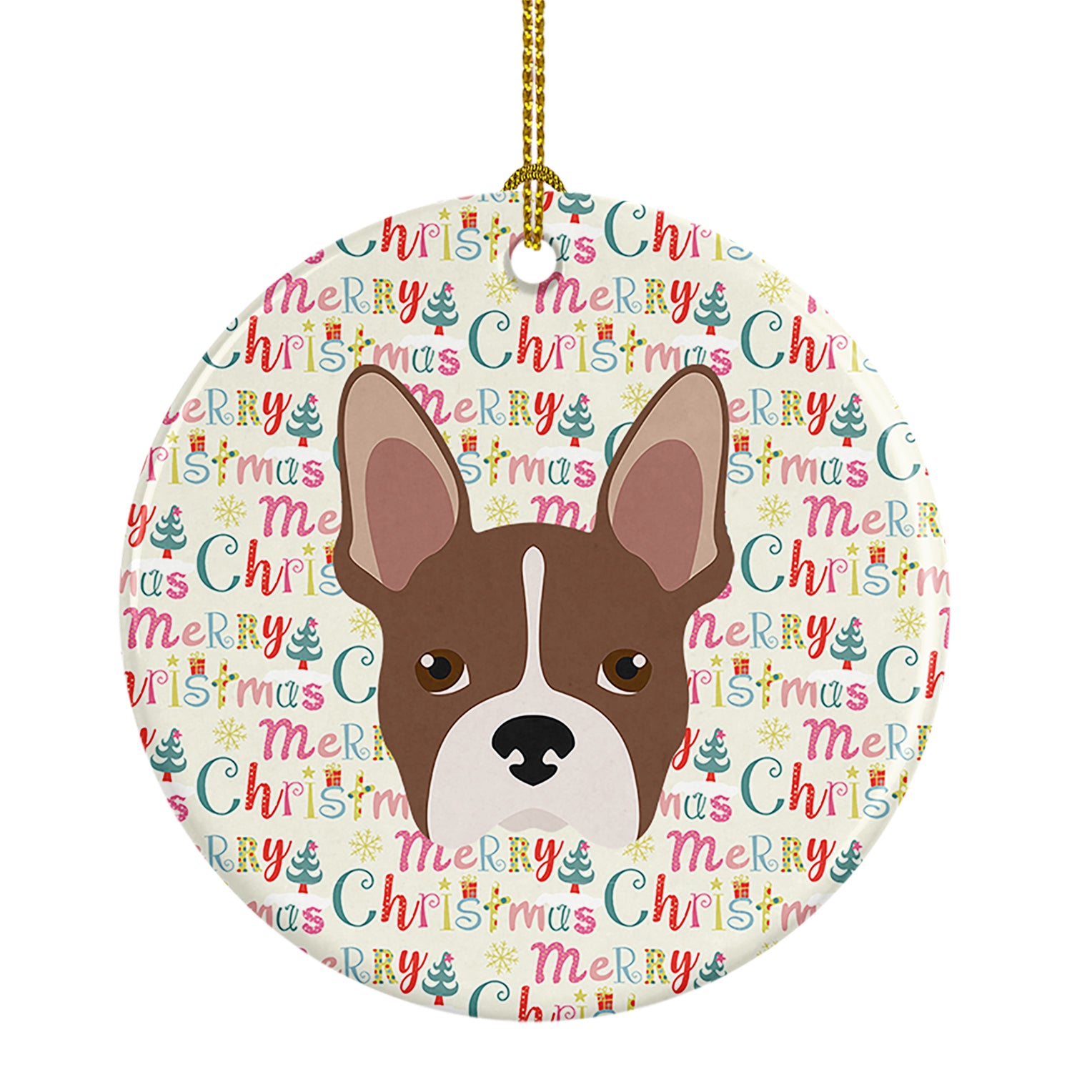 Buy this Boston Terrier Merry Christmas Ceramic Ornament