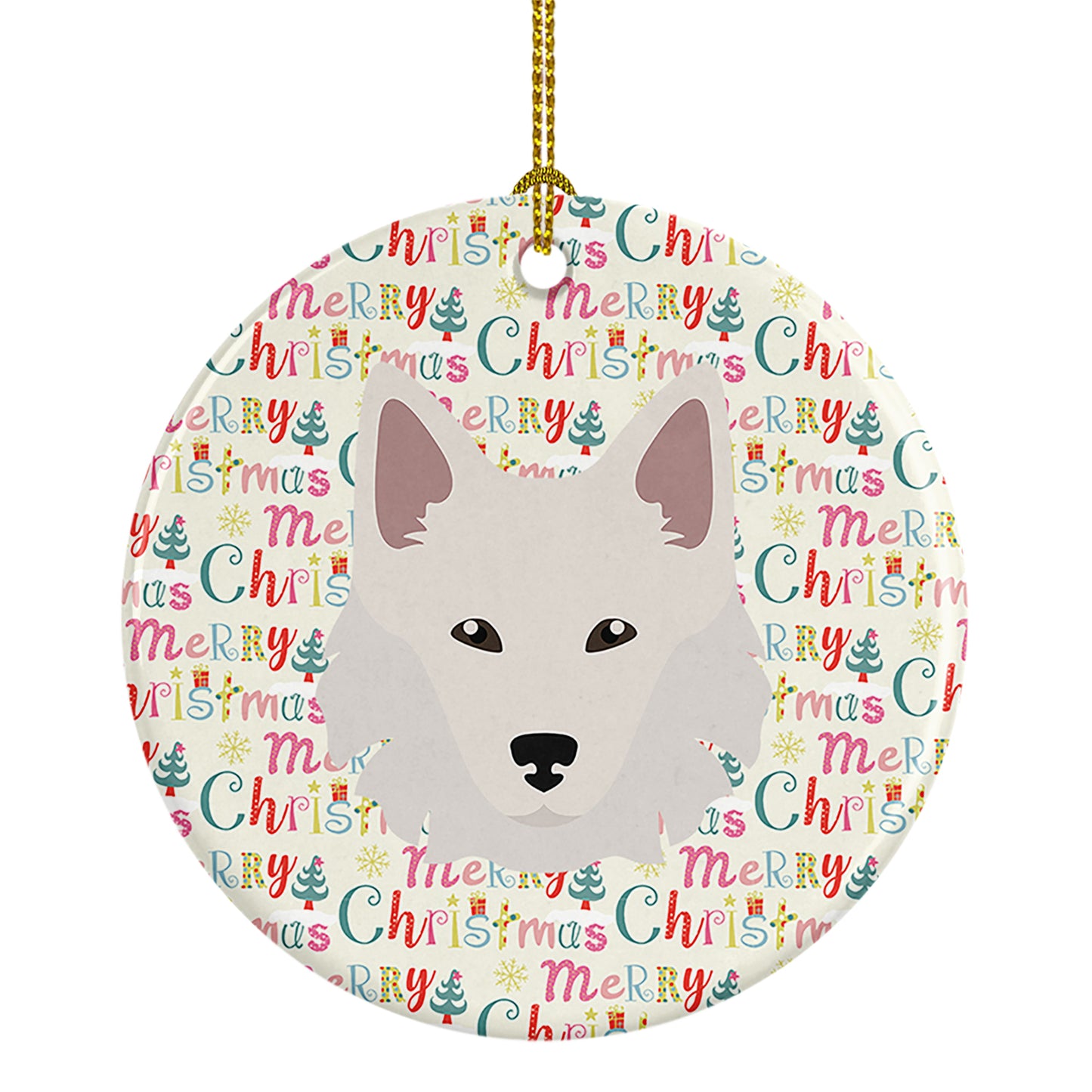 Buy this Danish Spitz Merry Christmas Ceramic Ornament