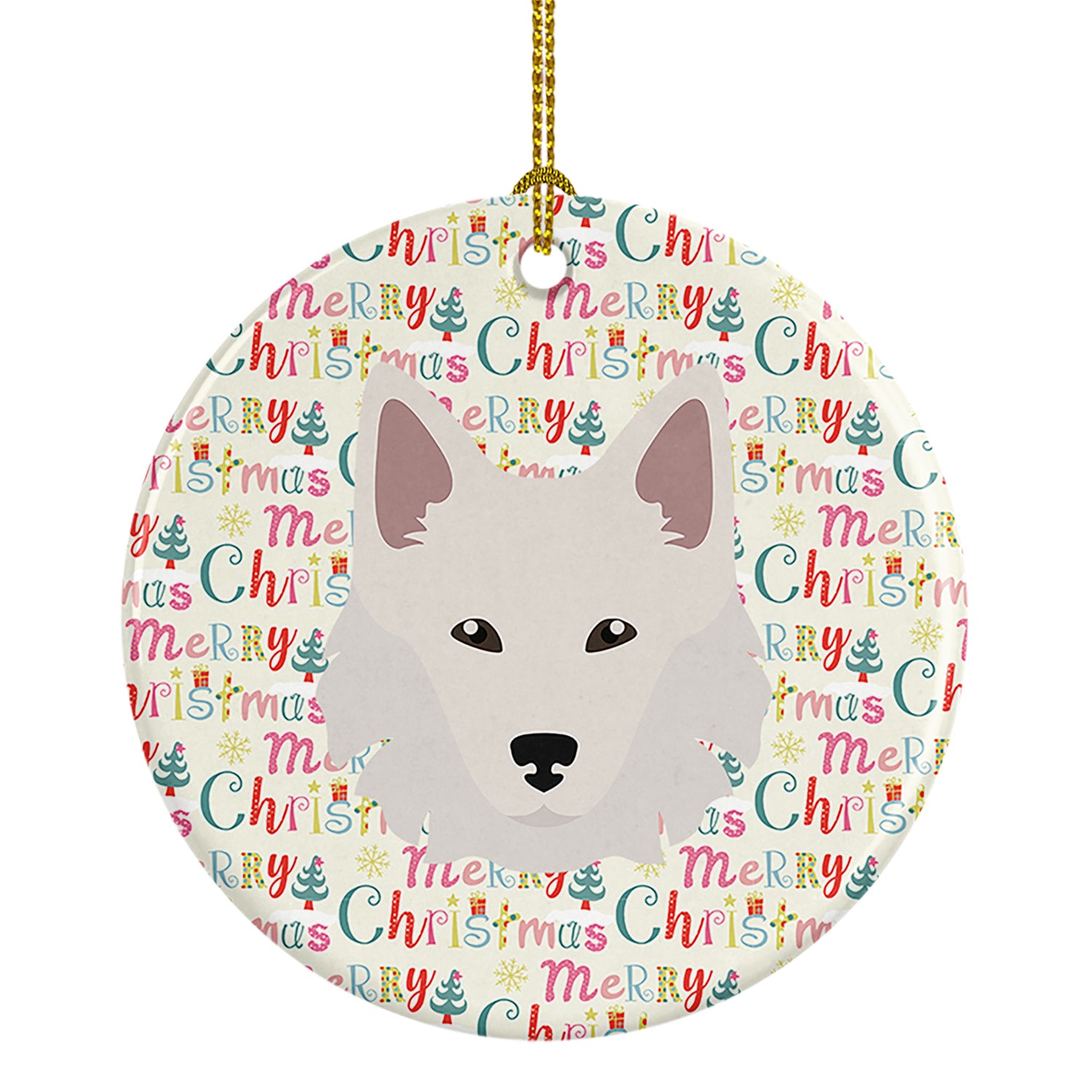 Buy this Danish Spitz Merry Christmas Ceramic Ornament