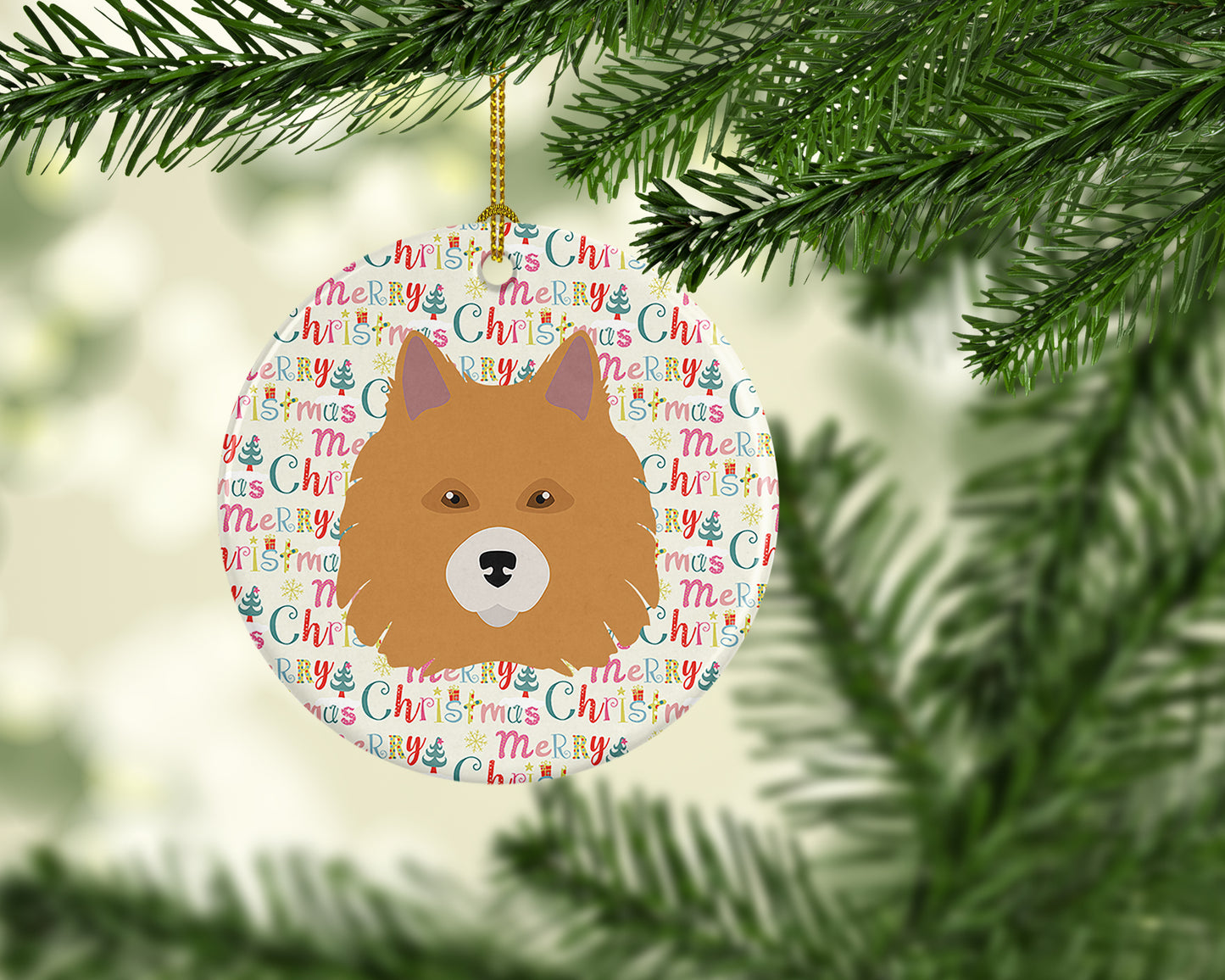 Elo Dog Merry Christmas Ceramic Ornament