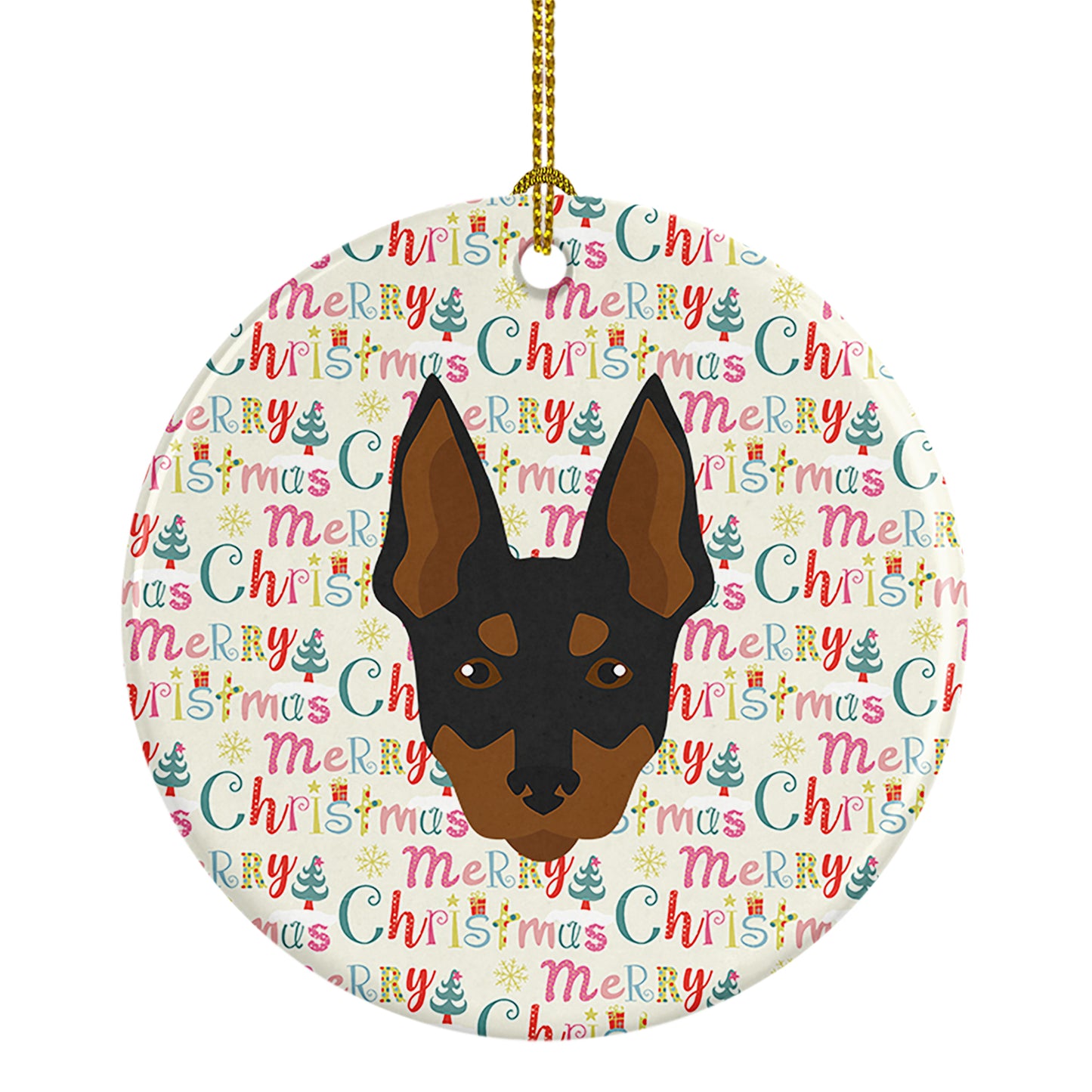 Buy this English Toy Terrier Merry Christmas Ceramic Ornament