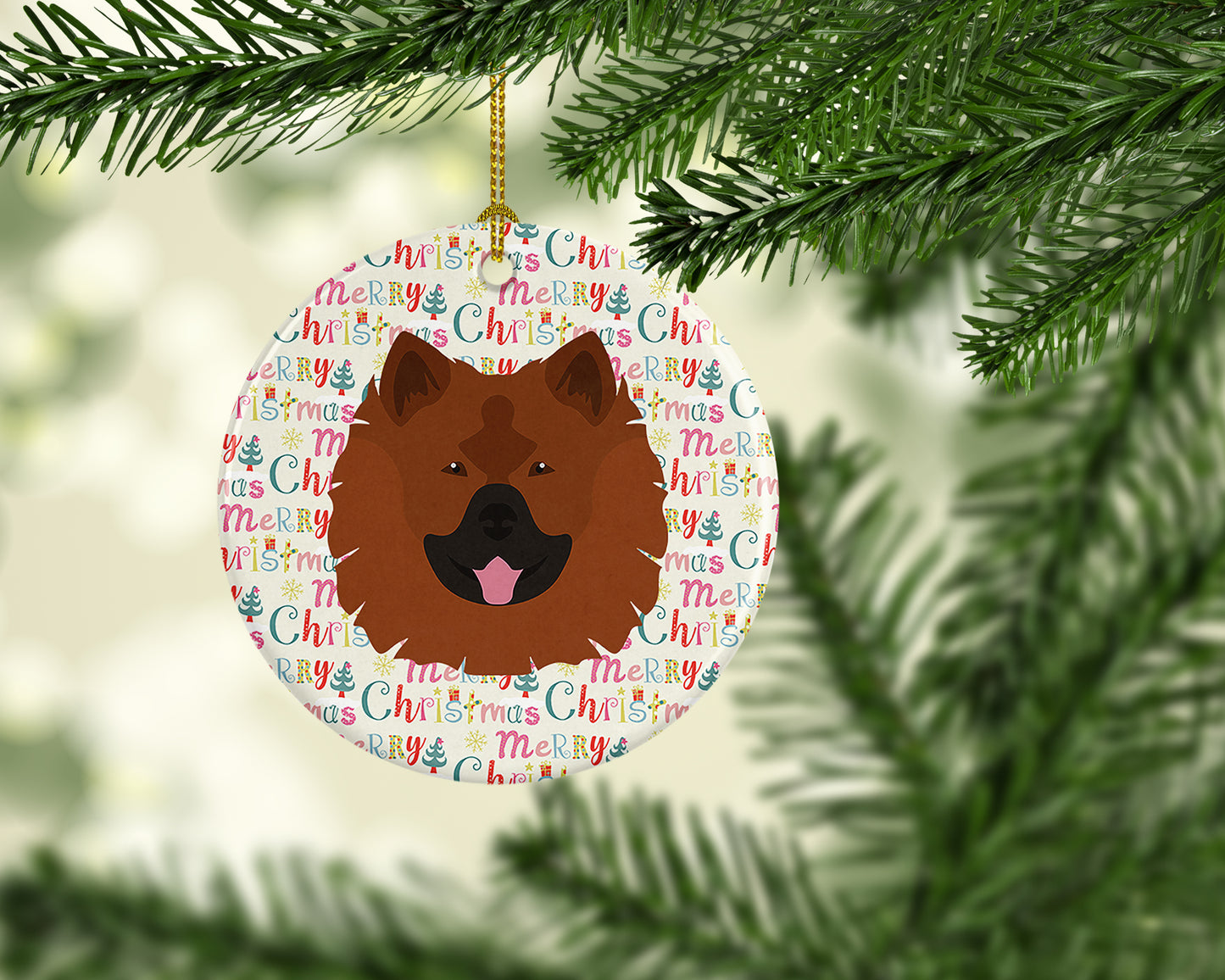 Eurasier Merry Christmas Ceramic Ornament