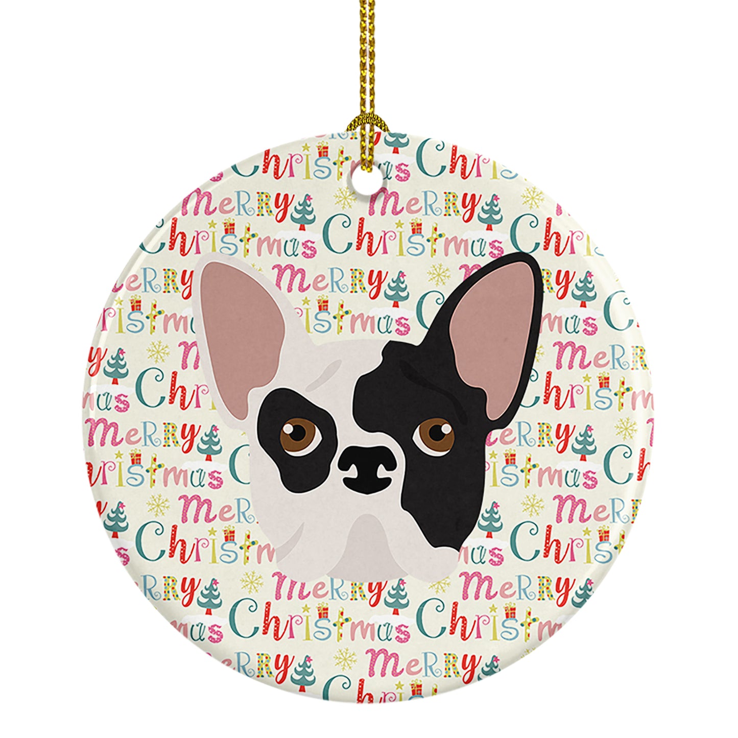 Buy this French Bulldog Merry Christmas Ceramic Ornament