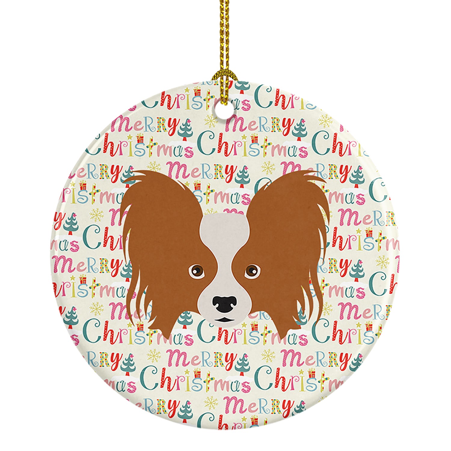 Buy this Papillon Merry Christmas Ceramic Ornament