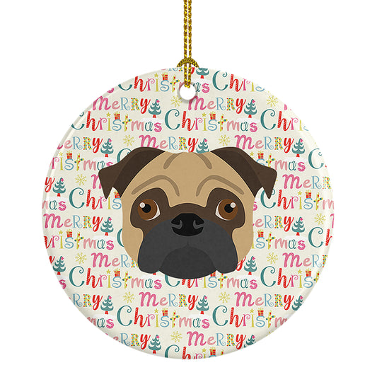 Buy this Pug Merry Christmas Ceramic Ornament