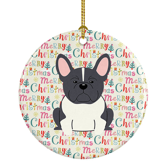 Buy this Merry Christmas French Bulldog Black White Ceramic Ornament