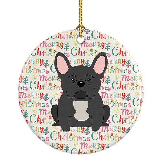 Buy this Merry Christmas French Bulldog Black Ceramic Ornament