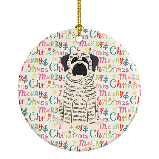 Buy this Merry Christmas Mastiff Brindle White Ceramic Ornament