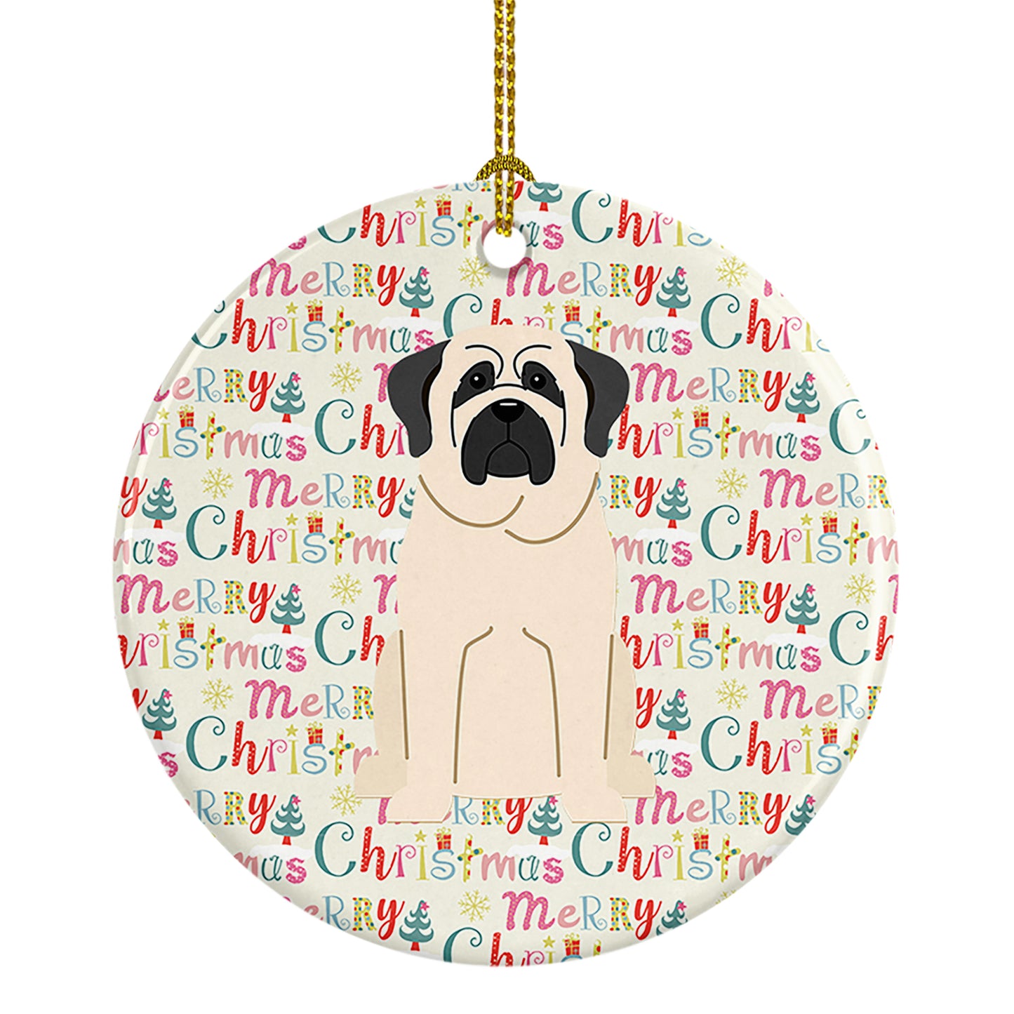 Buy this Merry Christmas Mastiff White Ceramic Ornament