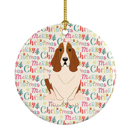 Buy this Merry Christmas Basset Hound Ceramic Ornament