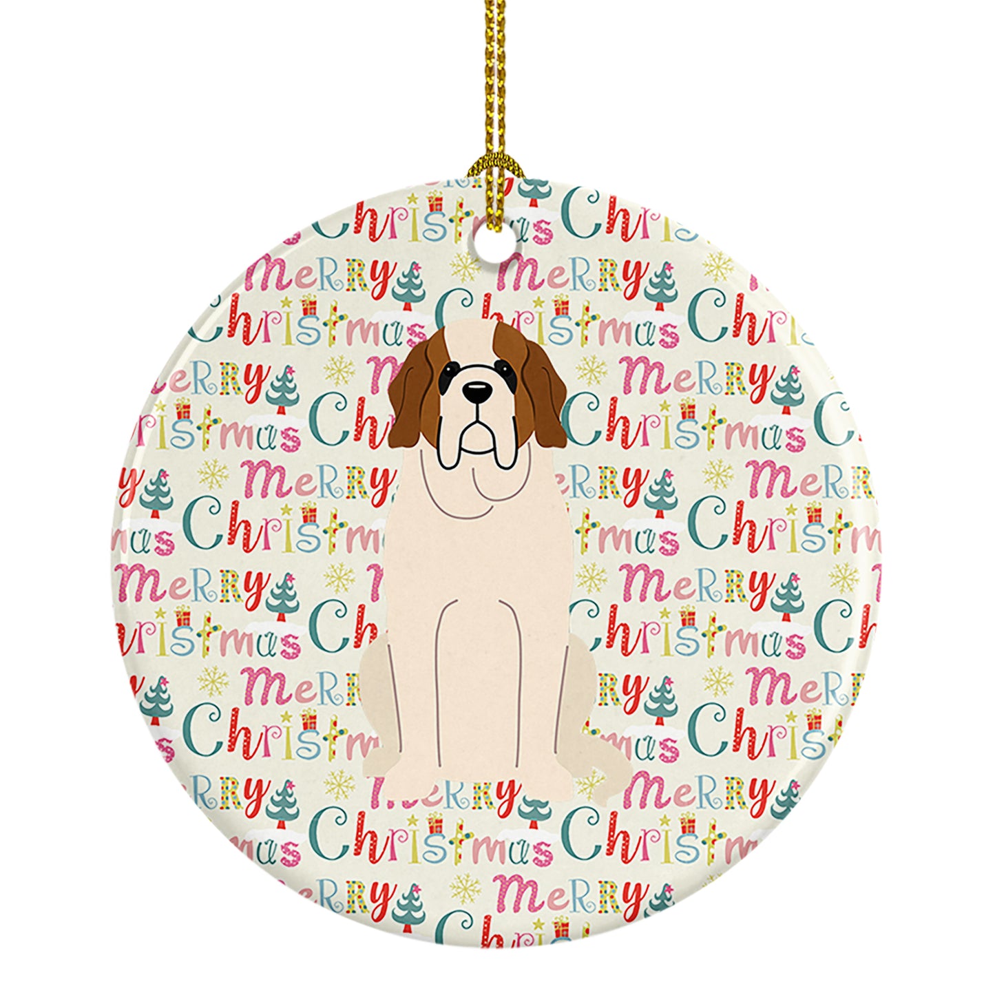 Buy this Merry Christmas Saint Bernard Ceramic Ornament