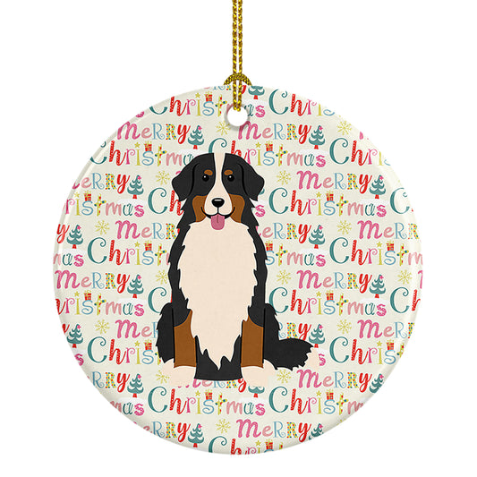 Buy this Merry Christmas Bernese Mountain Dog Ceramic Ornament