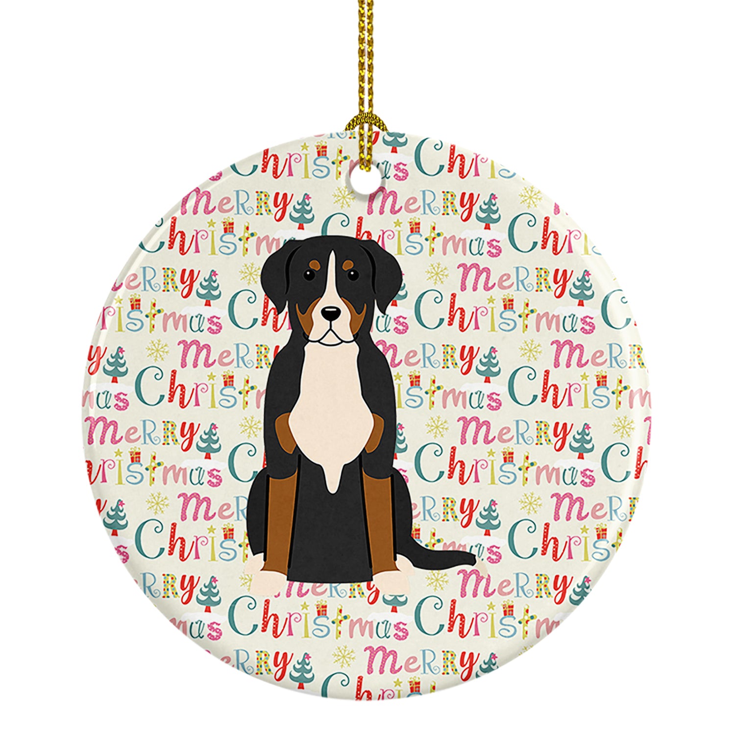 Buy this Merry Christmas Greater Swiss Mountain Dog Ceramic Ornament